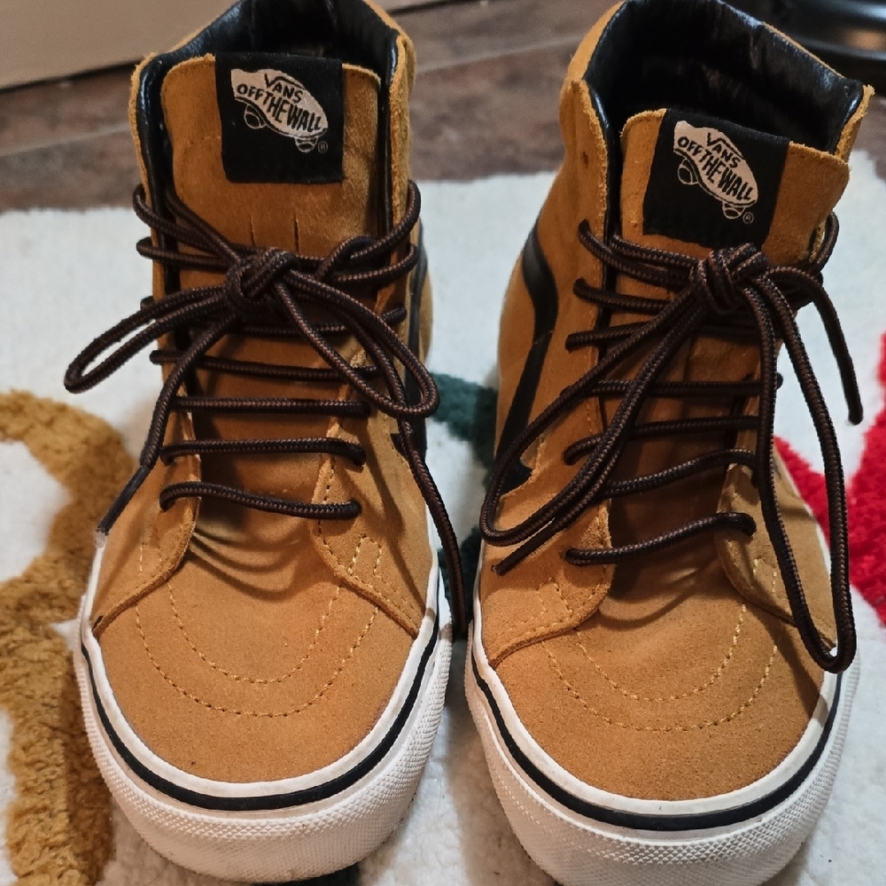 Vans Brown High-Top Sneakers with Black Stripe - Picture 3 of 8